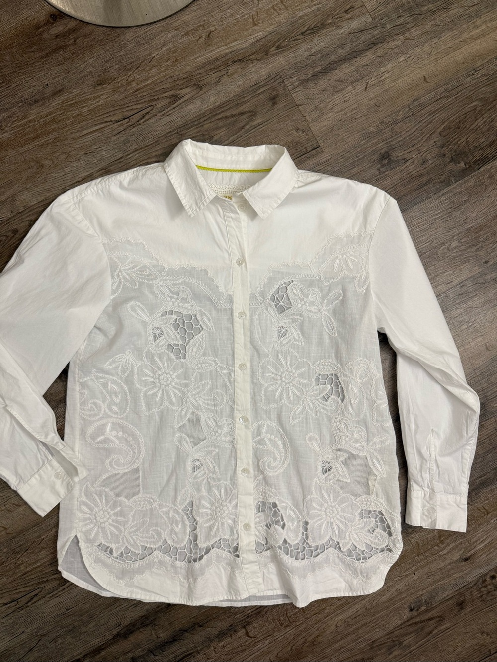 Maeve by Anthropologie White Embroidered Cutwork Button Down Shirt - Picture 6 of 11